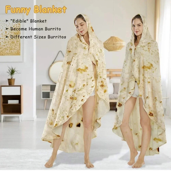 SeaRoomy Burritos Tortilla Blanket, Tortilla Wrap Blanket, Novelty Funny - Picture 4 of 9